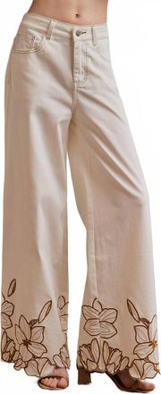 So Me Floral Embroidery Pant In White