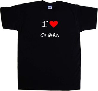 Tee Tree Designs I Love Heart Craven Black T-Shirt (White Print)-X-Large