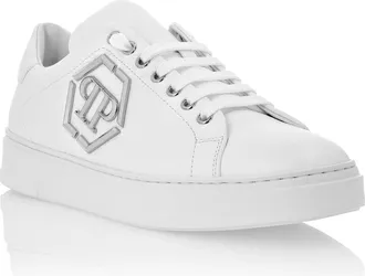 Philipp Plein Leather Lo-Top Sneakers Hexagon