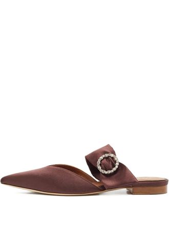 Malone Souliers satin pointed-toe ballet flats - Brown