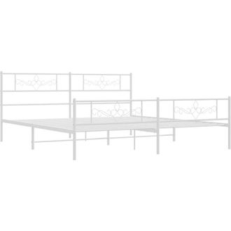 vidaXL Vidaxl - Estructura Cama Sin Colch&oacute;n Con Estribo Metal Blanco 183x213 Cm