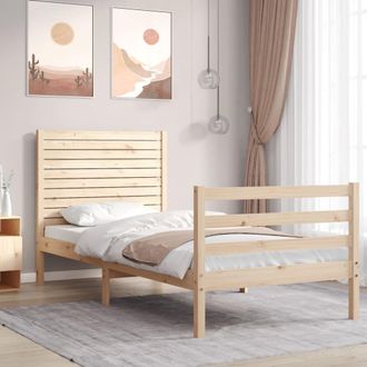 Berkfield Home Bed Frame with Headboard Small Single Solid Wood in Brown