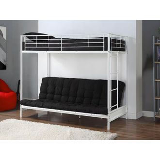 Vente-Unique Letto a soppalco 90 x 190 cm con divano letto Metallo Bianco + Futon Nero - modulo v