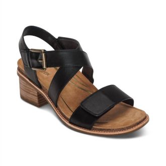 Aetrex Womens Kristin Adjustable Cross Strap Low Heel Sandals In Black