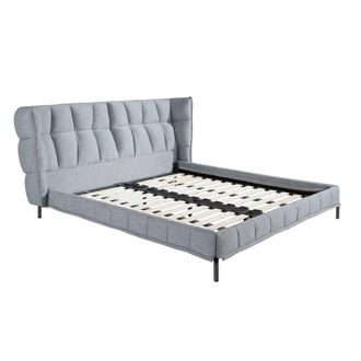 Angel Cerd&aacute; Light Bluish-Grey Fabric Double Bed (Model ) Tufted in Grey