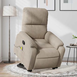 vidaXL Vidaxl - Sill&oacute;n Reclinable De Masaje Elevable Tela Microfibra Gris Taupe