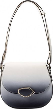 Giada Womens Bicolour Leather Shoulder Bag In White - Dark Grey