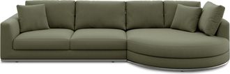 Castlery Hamilton Round Chaise Sectional Sofa Right Facing Customized, Performance Fleece Moss, Spill Resistant, Removable Covers for Sofas, Castlery