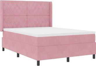 vidaXL Box Spring Bed with Headboard Pink 140 x 190 cm Velvet vidaXL