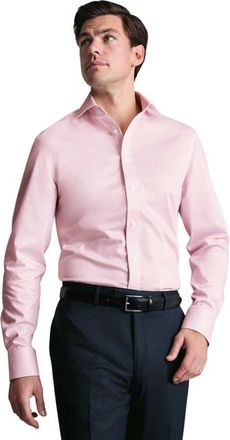 CHARLES TYRWHITT Non-Iron Greenwich Weave Cutaway Shirt in Pink at Nordstrom, Size 15.5 - 34