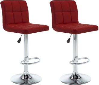 vidaXL Bar Stools 2 pcs Wine Red Faux Leather Vidaxl
