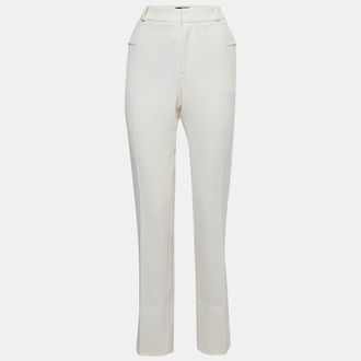 Roland Mouret X Net A Porter Off-White Crepe Straight Leg Trousers