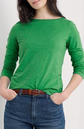 Seasalt Cornwall Easel Long Sleeve Stretch Organic Cotton Top in Hedgerow at Nordstrom, Size 12 Us