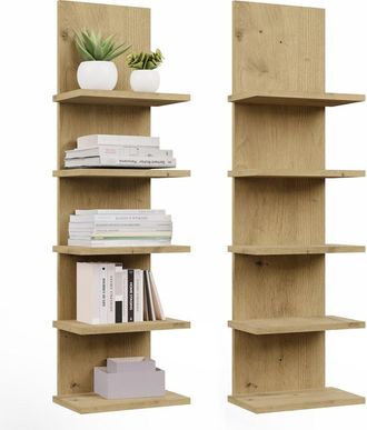 Topeshop R5p - 5 Librer&iacute;as, Para Escritorio, Sal&oacute;n O Dormitorio Infantil - 29,5x100x19 Cm - Roble Artisan