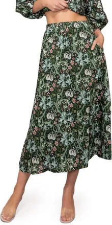 Melloday Print Midi Skirt in Green Multi at Nordstrom, Size X-Small