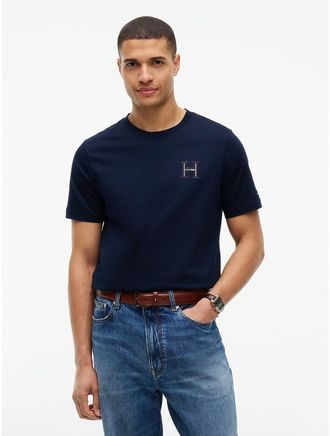 Tommy Hilfiger Mens Embroidered H-Logo T-Shirt - Navy Blue - XL
