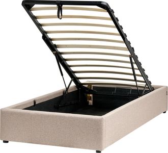 Beliani Cama Con Somier De Poli&eacute;ster Beige 90 X 200 Cm Sin Cabecero Almacenaje Dinan