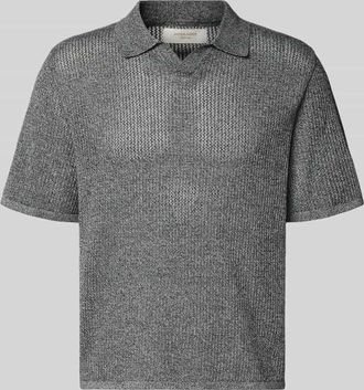 Jack & Jones Jack & Jones Regular Fit Strick-Poloshirt Modell CASSIS in Anthrazit Melange, Gr&ouml;&szlig;e XXL