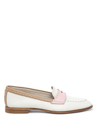 Santoni Leather Penny Loafer in White at Nordstrom, Size 10.5