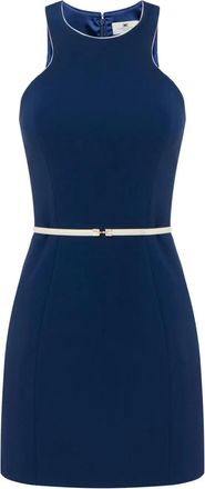 Elisabetta Franchi Abito corto in crêpe con cintura - Blu