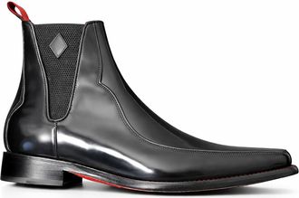 Jeffery West Mens Melly Scotts Piped Apron Chelsea boot - Black Leather - Size UK 9