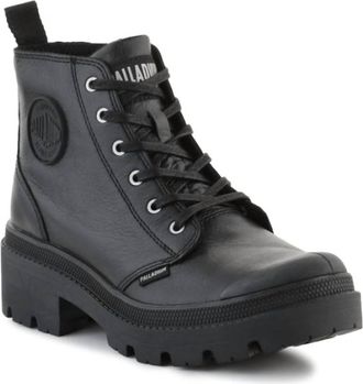 Palladium Womens Pallabase Leather Shoe In Black/black