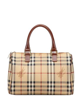 Burberry 2000-2017 Haymarket Check Coated Canvas boston bag - women - Fabric/Calf Leather/Canvas/Leather - One Size - Brown