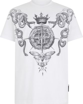 Philipp Plein Round Neck T-Shirt Wind Rose Tattoo
