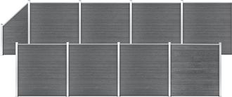 vidaXL Vidaxl - Set De Valla 8 Cuadradas + 1 Oblicua Wpc Gris 1484x186 Cm