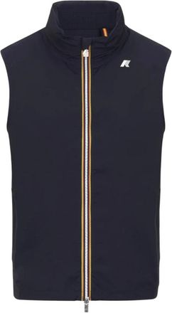 K-Way Blauwe Stretch Nylon Jersey Gilet Jas - Heren - Bodywarmers - Blauw - XL - Nylon - Jassen