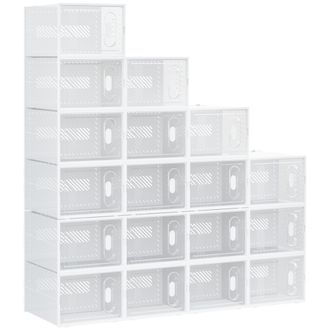 HOMCOM Homcom - Scarpiera Moderna Salvaspazio 18 Cubi 28x36x21cm In Plastica Pp Bianco