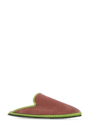 Vibi Venezia Womens Antiqued Pink Velvet Mules Slippers Flat Shoes