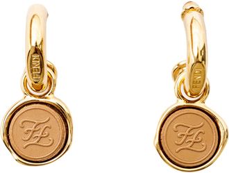 Fendi Pre-owned Womens Karligraphy Drop Earrings - 10s - Gold Metal - One Size