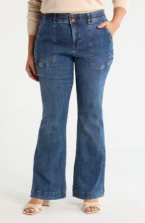 Wit & Wisdom Madison High Waist Bootcut Jeans in Mid Blue at Nordstrom, Size 16W