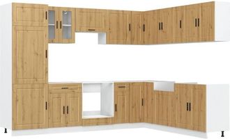 vidaXL Vidaxl - Mueble De Cocina Porto 14 Piezas Artesanal Roble