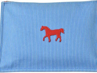 Herm&egrave;s Blue White Cotton Pouch (Pre-Owned)