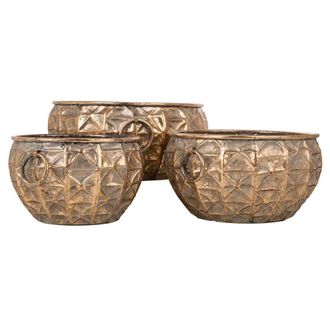 Wanderlust Deco Set 3 Maceteros De Metal Dorados