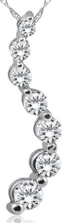 Pompeii3 1ct Diamond Journey Pendant 14K White Gold New 1 tall