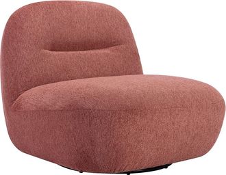 Vente-Unique Sill&oacute;n giratorio de tela texturizada terracota POZETI