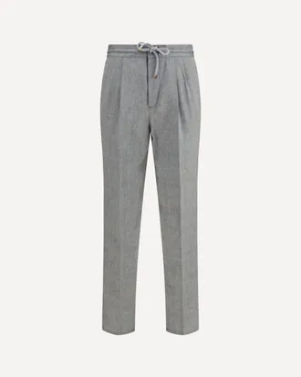 Brunello Cucinelli Herringbone linen and wool Pants Male 54