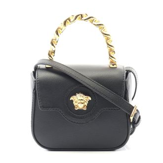 Versace La Medusa Leather Handbag Black