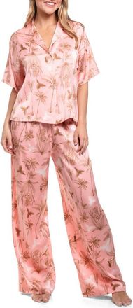 Midnight Bakery Tropical Print Button-Up Top & Pants Pajamas in Pink at Nordstrom Rack, Size X-Large