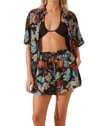 Shona Joy Silk Short Sleeve Relaxed Shirt In Flotte