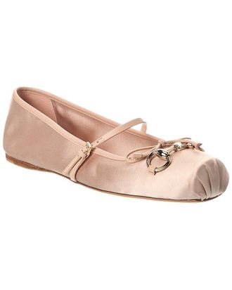Gucci Horsebit Satin Ballet Flat