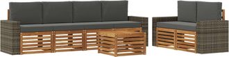 vidaXL Conjunto De Sof&aacute;s De Exterior 7 Uds. Natural Y Antracita Vidaxl