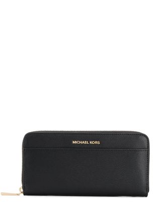 Michael Michael Kors textured zip wallet - women - Calf Leather - One Size - Black