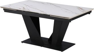 Habitat et Jardin Tavolo da pranzo allungabile in ceramica - 160/240 cm - da 6 a 10 persone Nova - Bianco marmorizzato oro