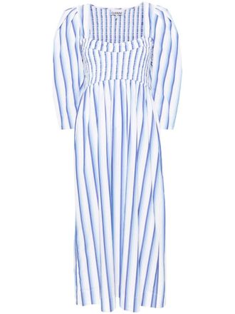 Ganni Gestreepte midi-jurk - Blauw