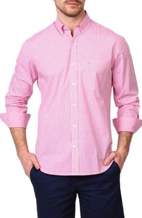 Tailorbyrd Gingham Stretch Cotton Button-Up Shirt in Rose Pink at Nordstrom Rack, Size Xx-Large