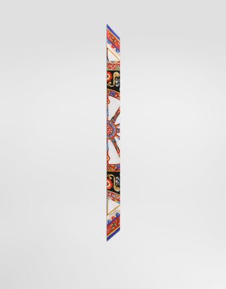 Dolce & Gabbana 6x100 Carretto-print Silk Twill Bandeau - Woman Scarves And Silks Multicolor Onesize